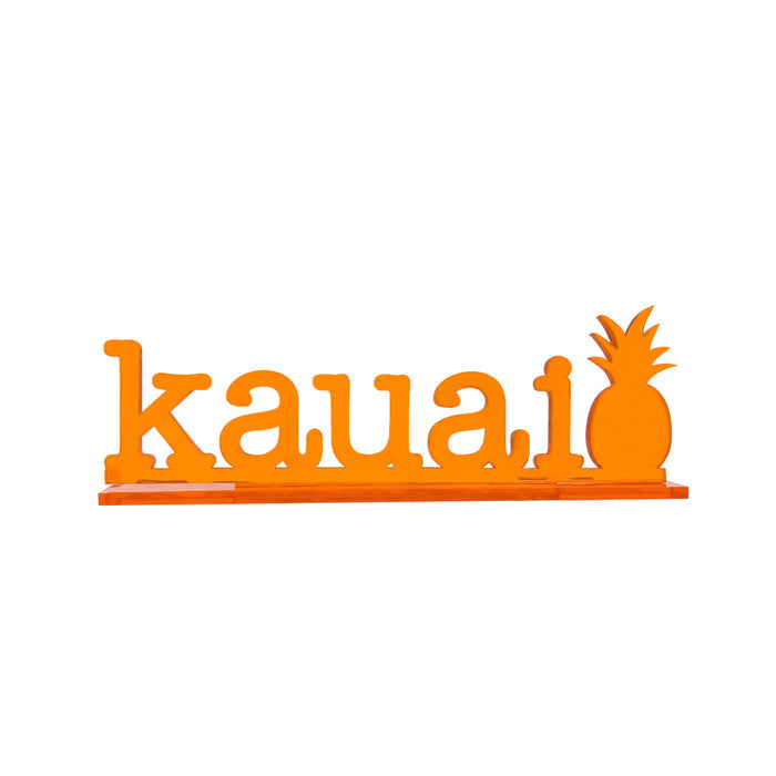 10in Acrylic Sign, Kauai with Pineapple Orange