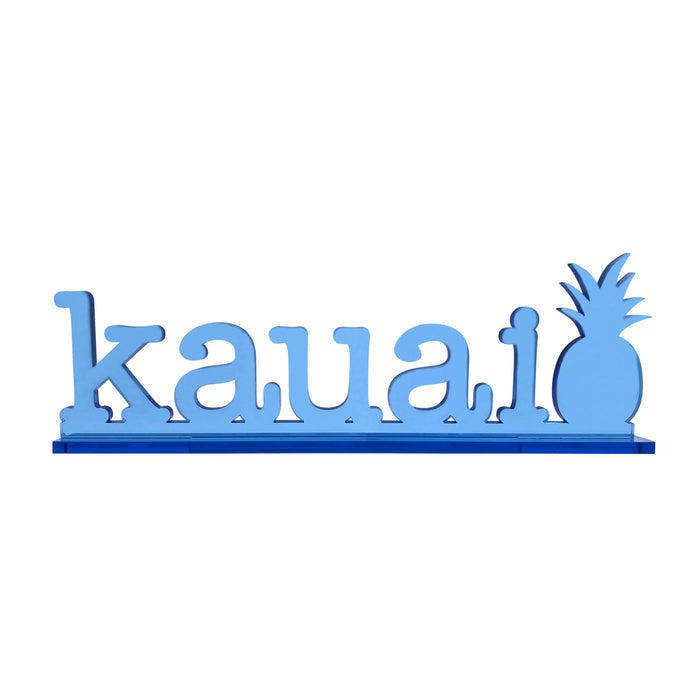 14in Acrylic Sign, Kauai with Pineapple Blue