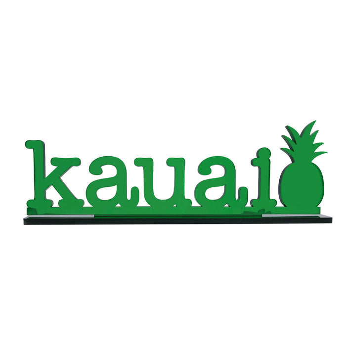 14in Acrylic Sign, Kauai with Pineapple Green