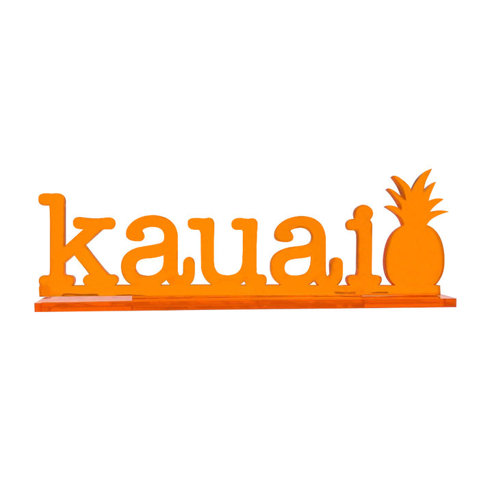 14in Acrylic Sign, Kauai with Pineapple Orange