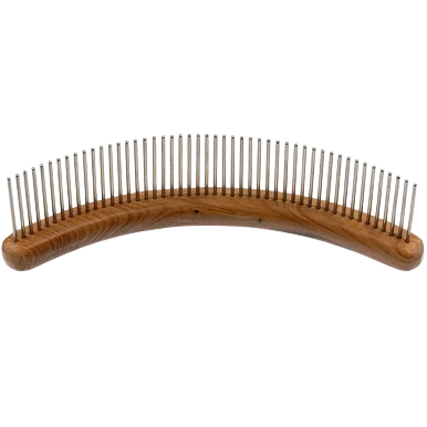 Aaronco 7"" HoneyCurve Mattaway Comb","Curved wooden comb with long metal teeth"