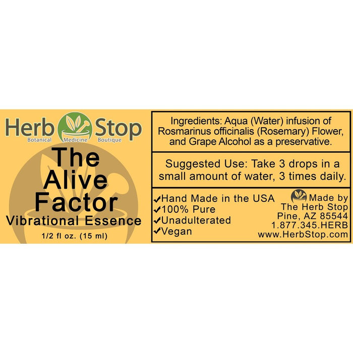 The Alive Factor Vibrational Essence Label