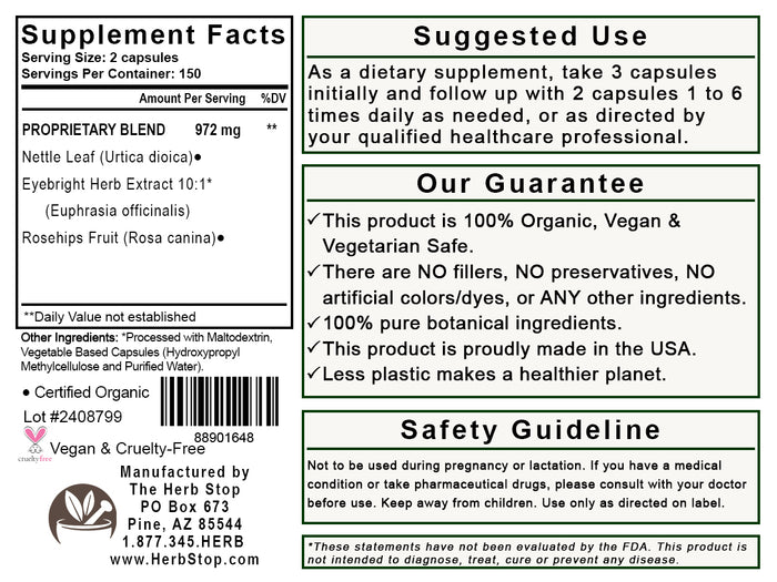 Aller-Eaz Bulk Capsules Label - Back