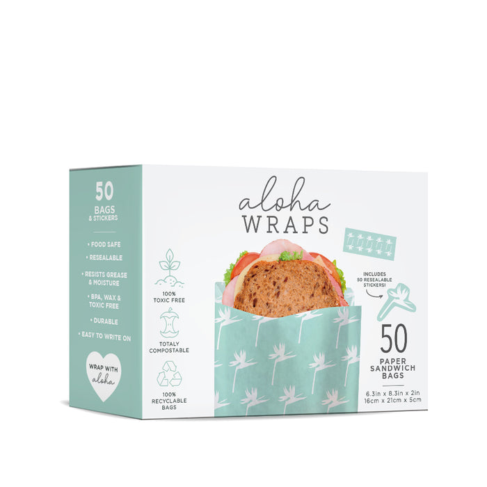 Aloha Wraps Bird of Paradise Sandwich Bags