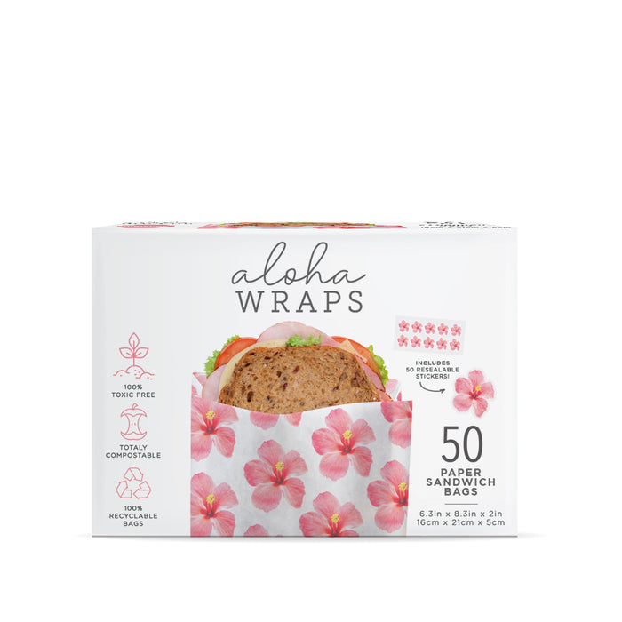 Aloha Wraps Hibiscus Sandwich Bags