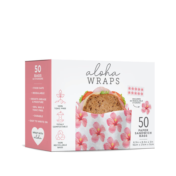 Aloha Wraps Hibiscus Sandwich Bags