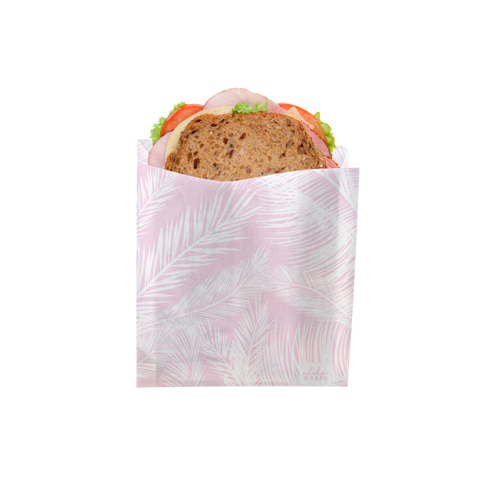 Aloha Wraps Pink Palms Sandwich Bags