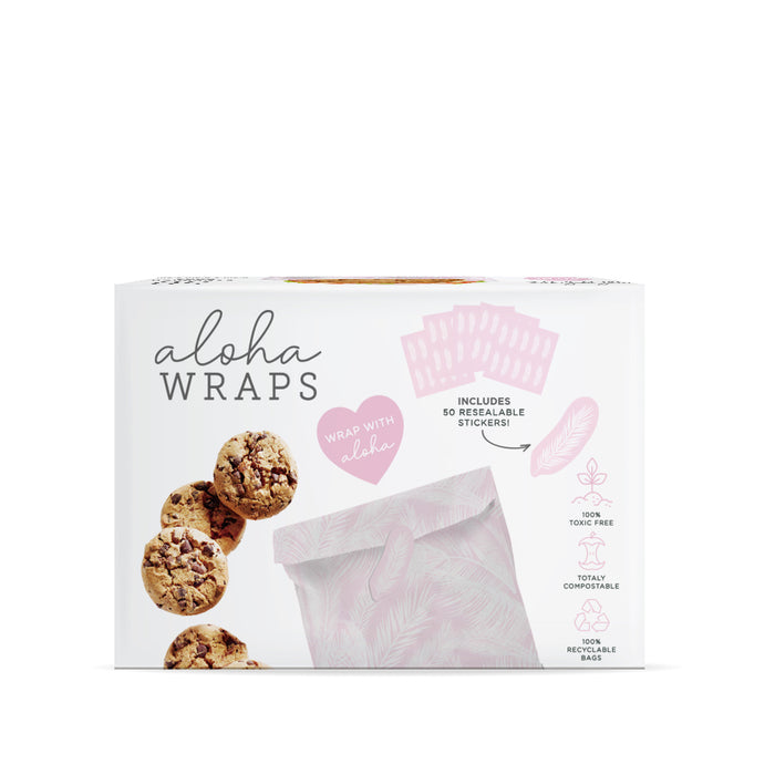 Aloha Wraps Pink Palms Sandwich Bags