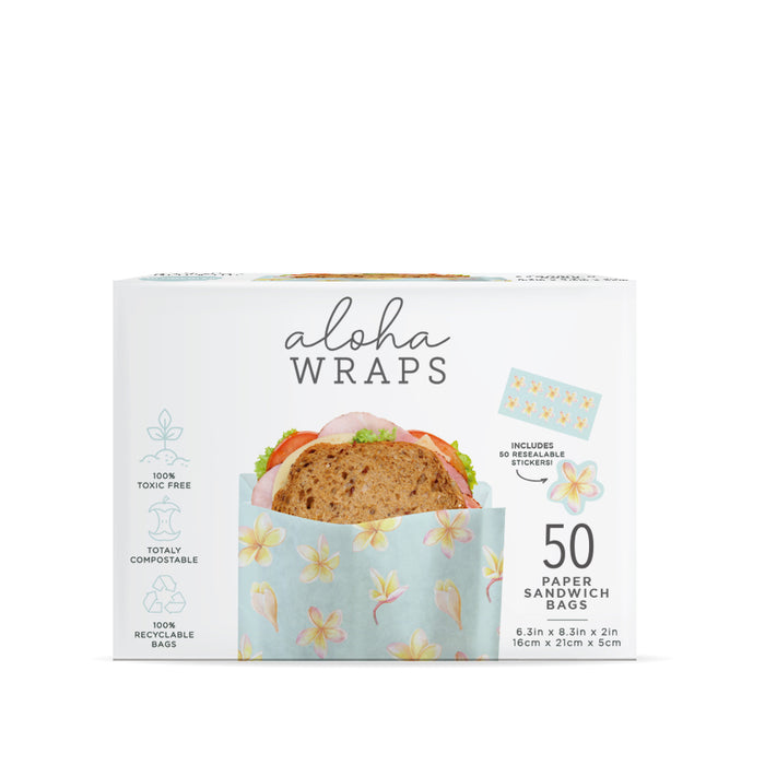 Aloha Wraps Plumerias Sandwich Bags