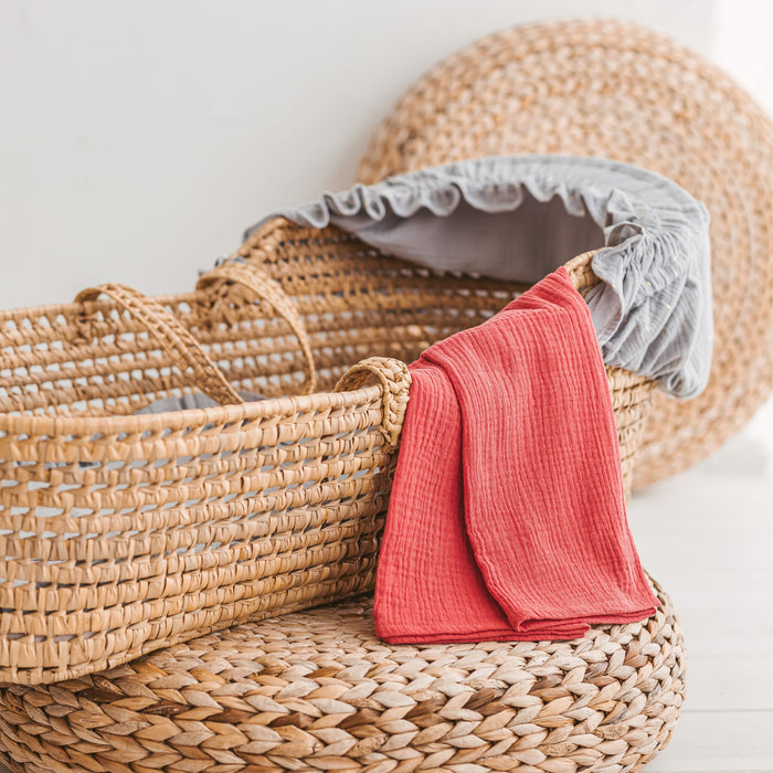 Amaranth Muslin Baby Swaddle & Burp Cloth – 100% OEKO-TEX Cotton, Ultra-Soft Double Gauze in Reddish Rose