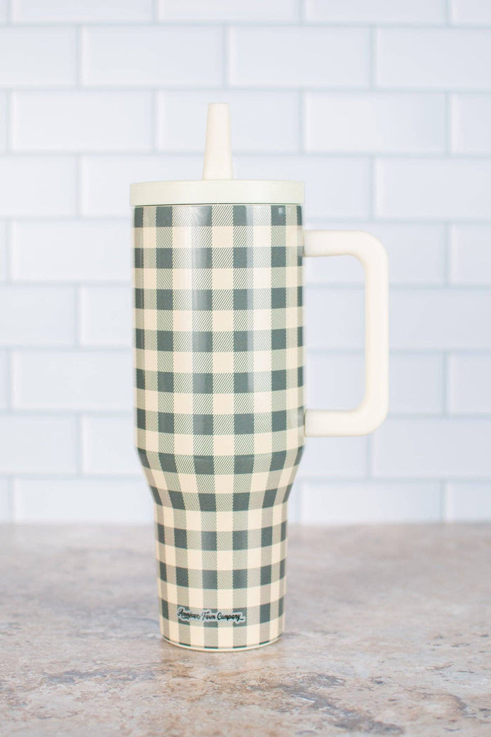 American Farm Company - Evergreen Gingham 40oz Water Tank Tumbler