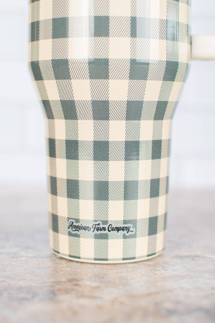 American Farm Company - Evergreen Gingham 40oz Water Tank Tumbler