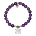 Amethyst Gemstone Bracelet with Boss Babe Sterling Silver Charm