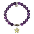 Amethyst Gemstone Bracelet with Flower of Positivity Sterling Silver Charm