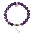 Amethyst Gemstone Bracelet with Fur Ever Love Sterling Silver Charm