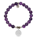 Amethyst Gemstone Bracelet with Love You More Sterling Silver Charm