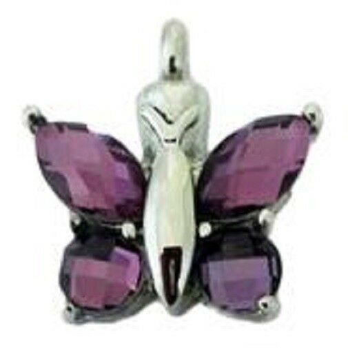 Amethyst Wings Stainless Steel Funeral Cremation Urn Pendant w/20-in Necklace