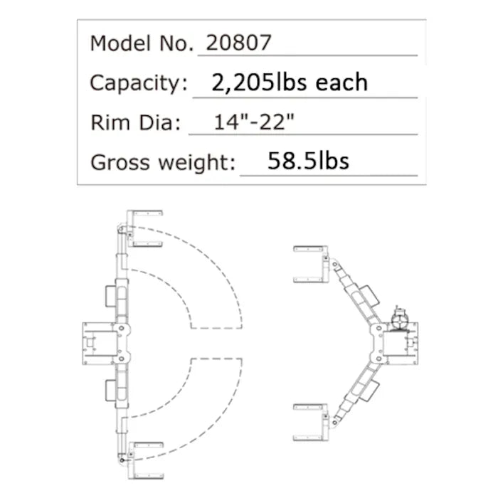 AMGO 20807 Adjustable Wheel Support Adapter Specifications