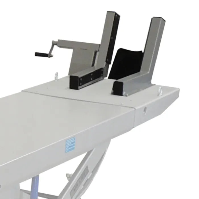 ASEplatinum M-VISE Cycle Vise Shown with M-1000C Motorcycle Lift and Front Extension