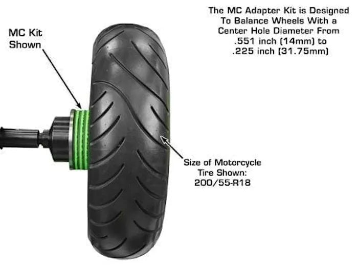 Atlas Standard Motorcycle Adapter Kit Shown with 200/55-R18