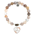 Australian Agate Stone Bracelet with Heart Sister Sterling Silver Charm