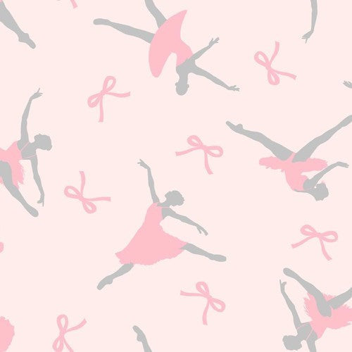 Ballerinas and Bows Flannel Fabric