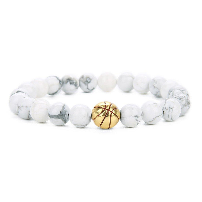 Basketball Natural Stone Beaded Bracelet