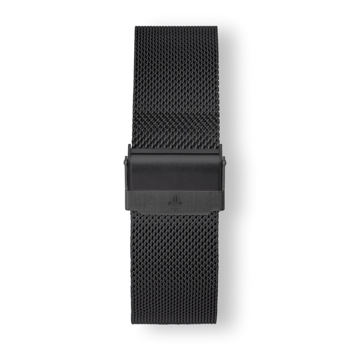 Black Mesh Interchangeable Strap for men's luxury watches featuring a sleek black mesh bracelet with a secure clasp, designed to complement bold Ralph Christian timepieces.