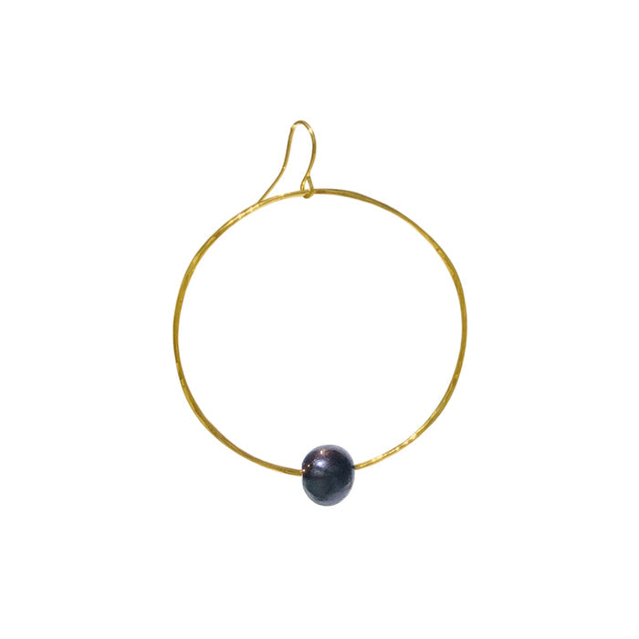 Black Pearl Hoop Earrings