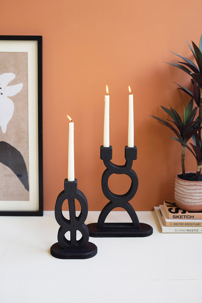Black Wooden Taper Holder