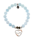 Blue Aquamarine Stone Bracelet with Heart Daughter Sterling Silver Charm