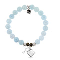 Blue Aquamarine Stone Bracelet with Key to my Heart Sterling Silver Charm