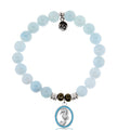 Blue Aquamarine Stone Bracelet with Seahorse Sterling Silver Charm