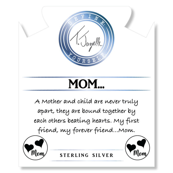 Blue Calcite Stone Bracelet with Mom... Sterling Silver Charm