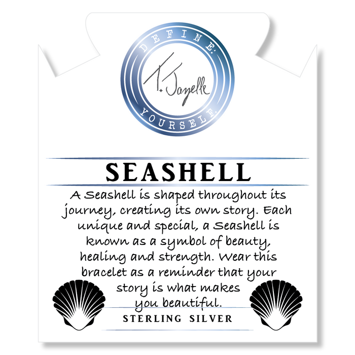 Blue Calcite Stone Bracelet with Seashell Sterling Silver Charm