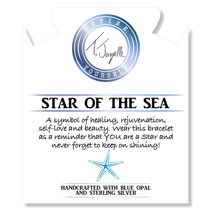 Blue Calcite Stone Bracelet with Star of the Sea Sterling Silver Charm
