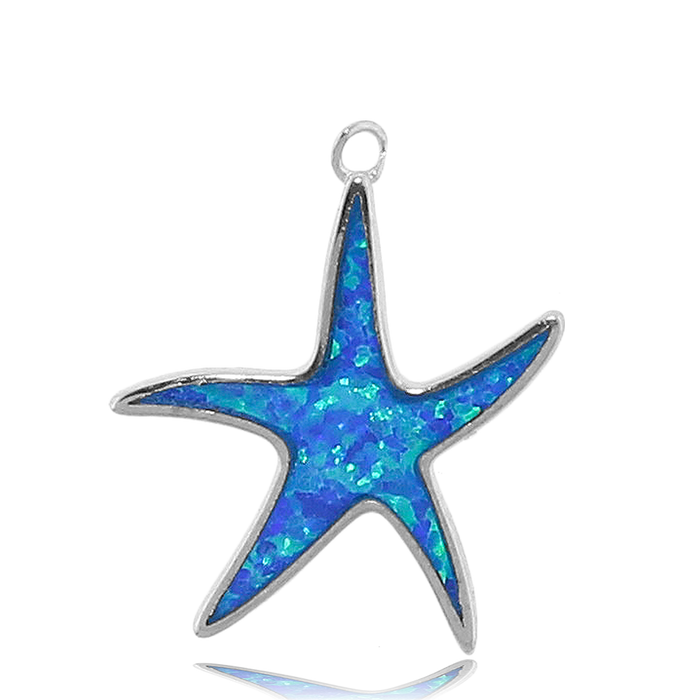 Blue Calcite Stone Bracelet with Star of the Sea Sterling Silver Charm