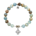 Blue Calcite Stone Bracelet with Stronger Together Sterling Silver Charm