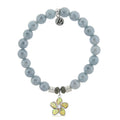 Blue Quartzite Stone Bracelet with Flower of Positivity Sterling Silver Charm
