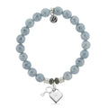 Blue Quartzite Stone Bracelet with Key to my Heart Sterling Silver Charm