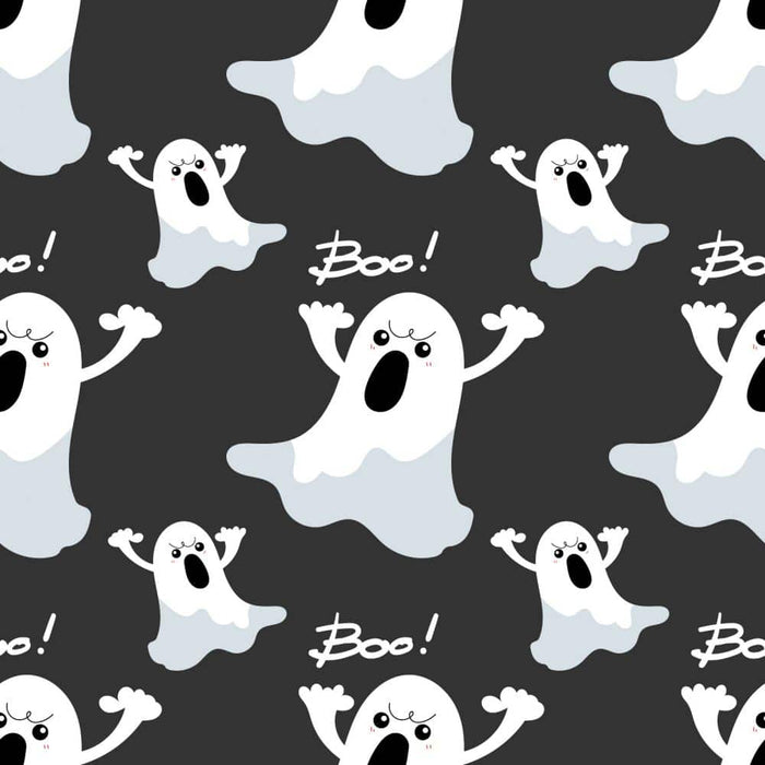 Boo! Allover - Black Cotton Fabric