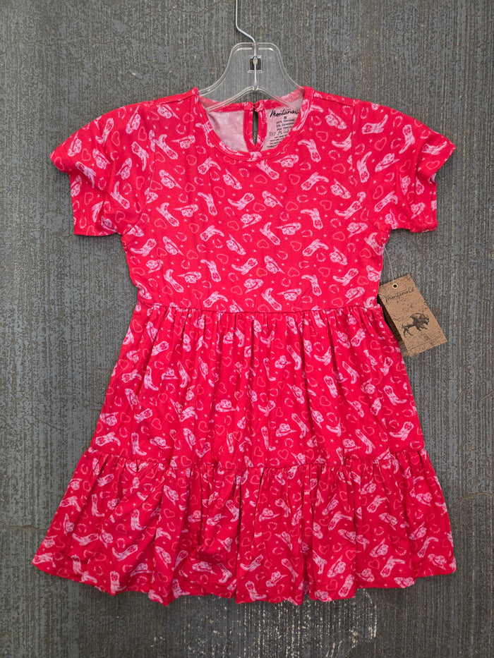 Boots & Hearts Dress - Red - Montana Co