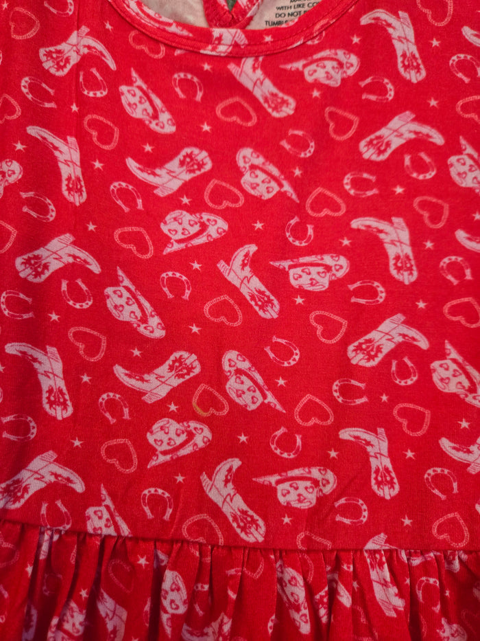 Boots & Hearts Dress - Red - Montana Co