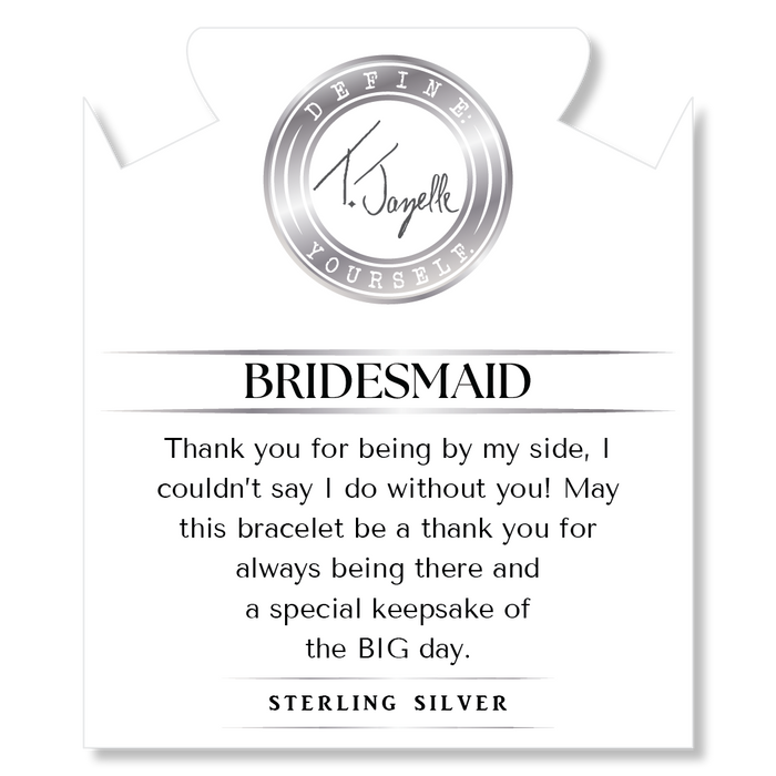 Bridal Collection: Blue Calcite Stone Bracelet with Bridesmaid Sterling Silver Charm Bar