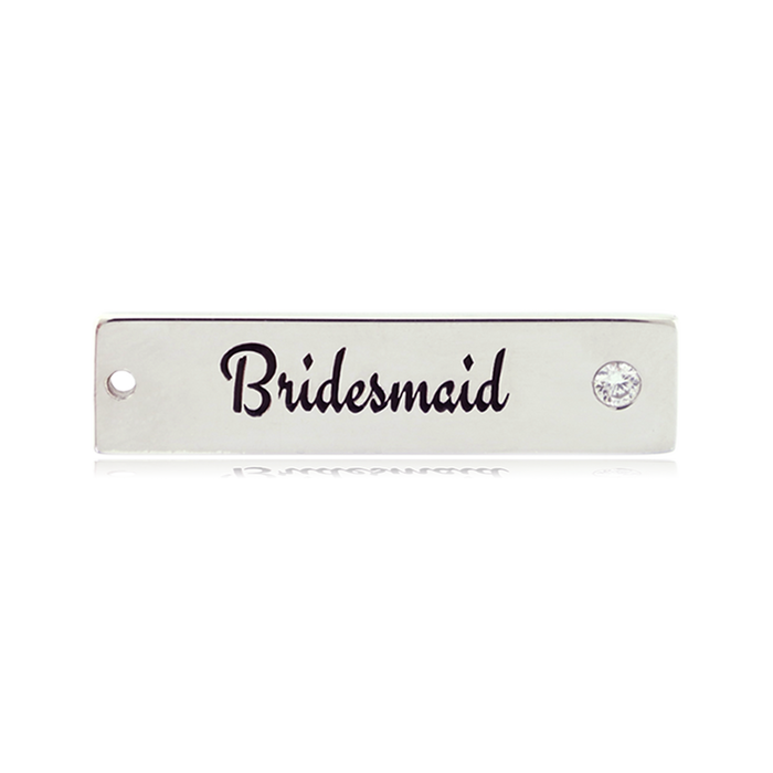 Bridal Collection: Blue Calcite Stone Bracelet with Bridesmaid Sterling Silver Charm Bar