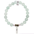 Bridal Collection: Green Angelite Stone Bracelet with Bride Sterling Silver Charm Bar
