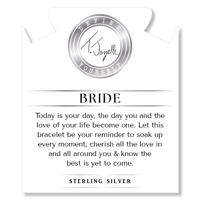 Bridal Collection: Green Angelite Stone Bracelet with Bride Sterling Silver Charm Bar