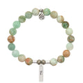 Bridal Collection: Green Quartz Stone Bracelet with Bride Sterling Silver Charm Bar