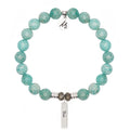 Bridal Collection: Peruvian Amazonite Stone Bracelet with Bride Sterling Silver Charm Bar