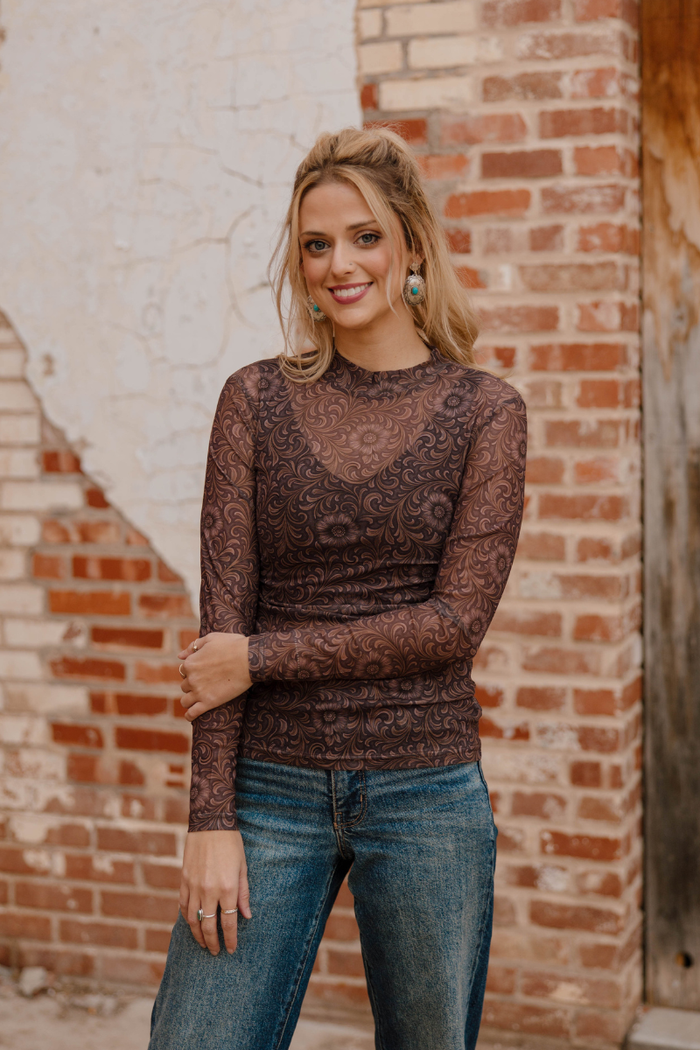 Bronzed Bloom Mesh Top - Sterling Kreek